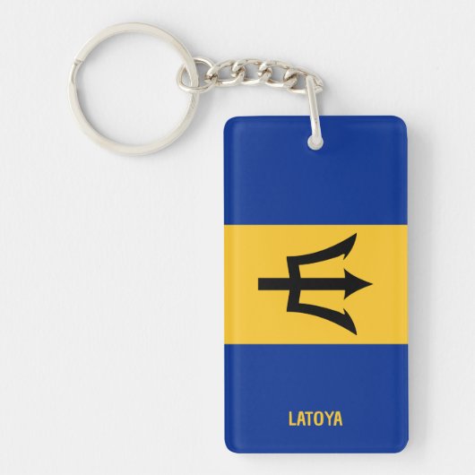 Gepersonaliseerde vlag van Barbados Sleutelhanger (Voorkant)