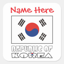 Gepersonaliseerde Vlag van de Republiek Korea Vier Vierkante Sticker