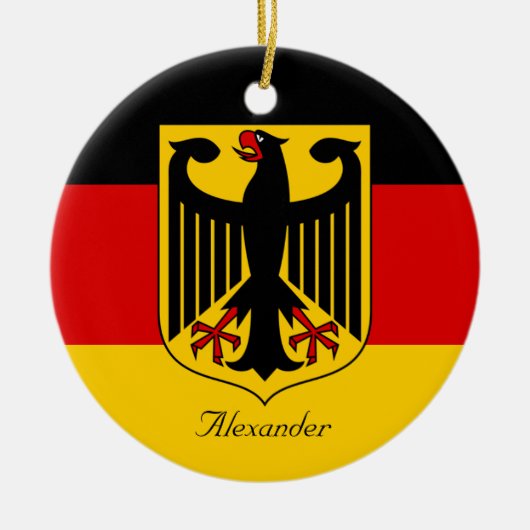 Gepersonaliseerde vlag van Duitsland met wapenschi Keramisch Ornament (Voorkant)