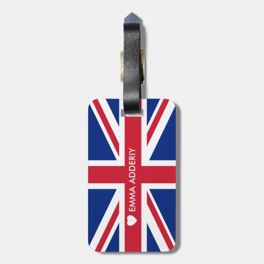 Gepersonaliseerde vlag van het Verenigd Koninkrijk Bagagelabel (Achterkant verticaal)