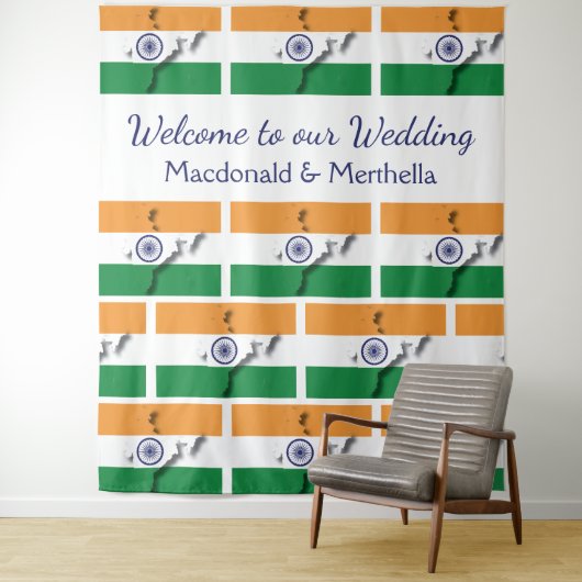 Gepersonaliseerde vlag van India Wandkleed (In situ)