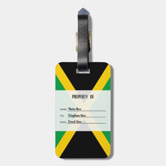 Gepersonaliseerde vlag van Jamaica Bagagelabel (Achterkant verticaal)