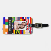 Gepersonaliseerde vlaggen van de wereld bagagelabel (Voorkant horizontaal)