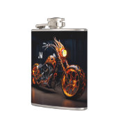 Gepersonaliseerde Vlammende Motorfiets Vinyl Wrapp Heupfles (Links)
