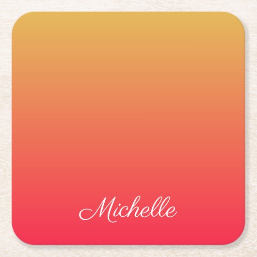 Gepersonaliseerde vlamrode en gele kleur kartonnen onderzetters (Voorkant)