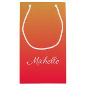 Gepersonaliseerde vlamrode en gele kleur klein cadeauzakje (Achterkant)