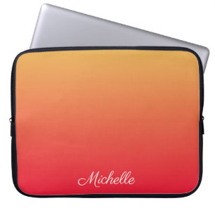 Gepersonaliseerde vlamrode en gele kleur laptop sleeve