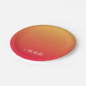 Gepersonaliseerde vlamrode en gele kleur papieren bordje (Gekanteld)