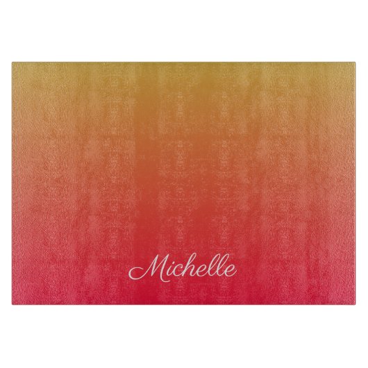 Gepersonaliseerde vlamrode en gele kleur snijplank (Voorkant)