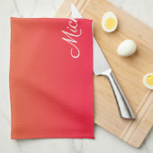 Gepersonaliseerde vlamrode en gele kleur theedoek (Quarter Fold)
