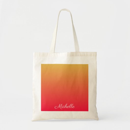 Gepersonaliseerde vlamrode en gele kleur tote bag (Voorkant)