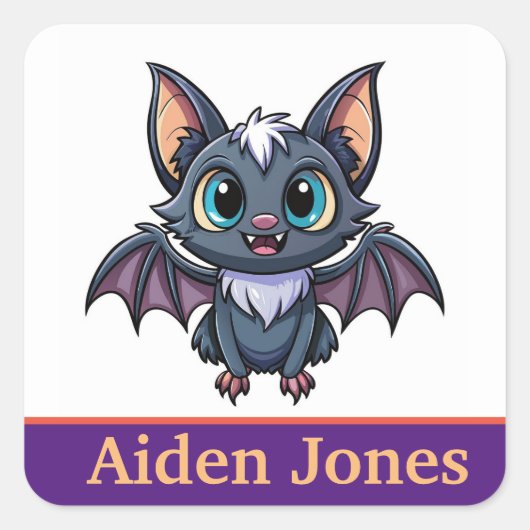 Gepersonaliseerde vleermuis stickers kleurrijk (Voorkant)