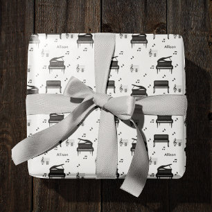 Gepersonaliseerde vleugelpiano en Muzieknoten Patr Cadeaupapier