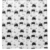 Gepersonaliseerde vleugelpiano en Muzieknoten Patr Douchegordijn (Voorkant)