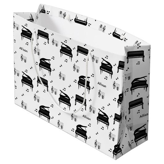 Gepersonaliseerde vleugelpiano en Muzieknoten Patr Groot Cadeauzakje (Achterkant Gekanteld)