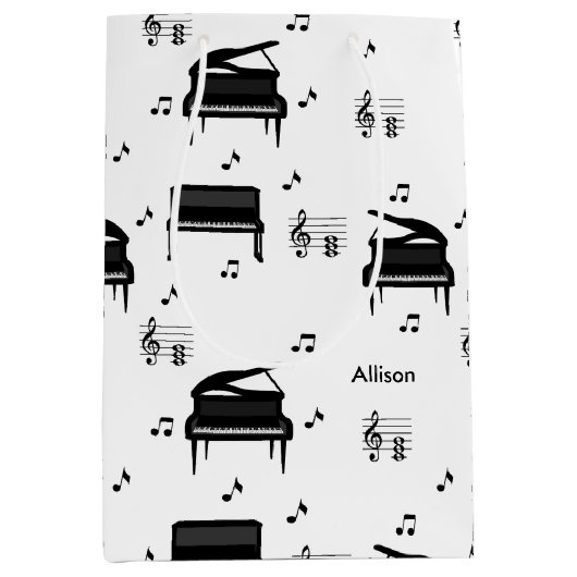 Gepersonaliseerde vleugelpiano en Muzieknoten Patr Medium Cadeauzakje (Voorkant)