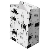 Gepersonaliseerde vleugelpiano en Muzieknoten Patr Medium Cadeauzakje (Achterkant Gekanteld)