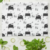 Gepersonaliseerde vleugelpiano en Muzieknoten Patr Theedoek (Gevouwen)