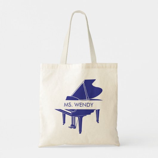 Gepersonaliseerde vleugelpiano tote bag (Achterkant)