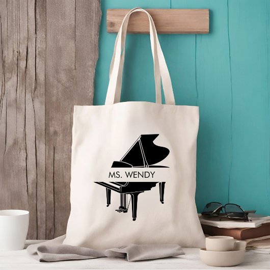 Gepersonaliseerde vleugelpiano tote bag