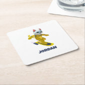 Gepersonaliseerde Vliegende Skateboard Magnet Kartonnen Onderzetters (Schuin)