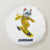 Gepersonaliseerde Vliegende Skateboard Magnet Rond Kussen (Achterkant)