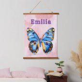 Gepersonaliseerde vlinder aangepaste naam Preppy Hangend Wandkleed (Slaapkamer)