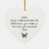 Gepersonaliseerde vlinder Dank u Keramisch Ornament (Voorkant)