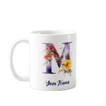 Gepersonaliseerde vlinder en bloemen letter "M"