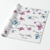 Gepersonaliseerde Vlinder Gelukkige Verjaardag Cadeaupapier (Uitgerold)