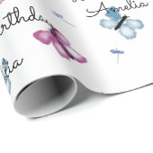 Gepersonaliseerde Vlinder Gelukkige Verjaardag Cadeaupapier (Rol Hoek)