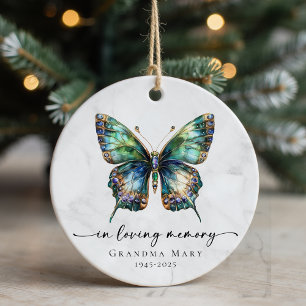 Gepersonaliseerde vlinder in liefdevolle herinneri keramisch ornament
