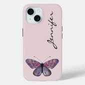 Gepersonaliseerde Vlinder iPhone 15 Telefoon Case (Achterkant)