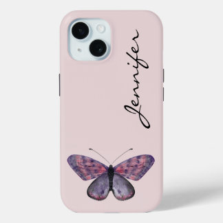 Gepersonaliseerde Vlinder iPhone 15 Telefoon Case