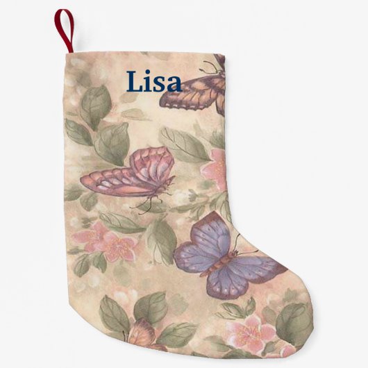 Gepersonaliseerde vlinder kerstkous kleine kerstsok (Voorkant)