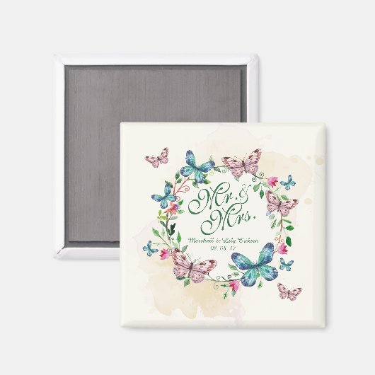 Gepersonaliseerde vlinder krans bruiloft | Magneet (Voorkant / Achterkant)