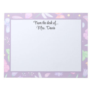 Gepersonaliseerde vlinder libel bloem elegant notitieblok