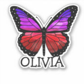 Gepersonaliseerde Vlinder Meisje's Naam Sticker (Voorkant)