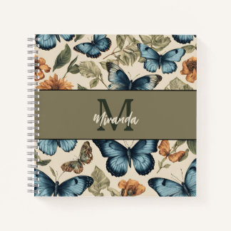 Gepersonaliseerde Vlinder Monogram Sketchbook Notitieboek