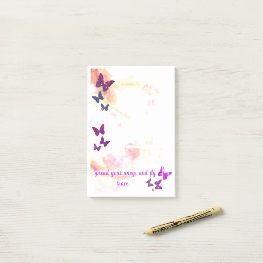 Gepersonaliseerde vlinder vrouwelijk post it post-it® notes (Op bureau)