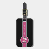 Gepersonaliseerde vlinder zwart roze wit bagagelabel (Voorkant verticaal)