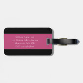 Gepersonaliseerde vlinder zwart roze wit bagagelabel (Achterkant horizontaal)