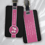 Gepersonaliseerde vlinder zwart roze wit bagagelabel<br><div class="desc">Versterk uw bagage met dit persoonlijke ontwerp dat perfect is voor reizigers</div>