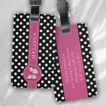Gepersonaliseerde vlinder zwart roze wit polka sti bagagelabel<br><div class="desc">Versterk uw bagage met dit persoonlijke ontwerp dat perfect is voor reizigers</div>