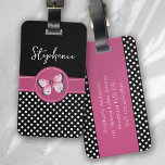 Gepersonaliseerde vlinder zwart roze wit polka sti bagagelabel<br><div class="desc">Versterk uw bagage met dit persoonlijke ontwerp dat perfect is voor reizigers</div>