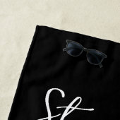 Gepersonaliseerde vlinder zwart roze wit polka sti strandlaken (In situ)