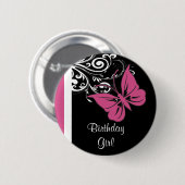 Gepersonaliseerde vlinderbloemigen kruipen crranbe ronde button 5,7 cm (Voorkant /achterkant)