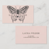 Gepersonaliseerde vlinderillustratie Blush Pink Visitekaartje (Voorkant / Achterkant)