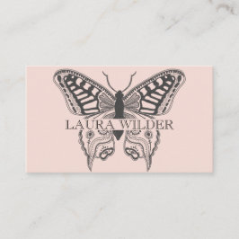 Gepersonaliseerde vlinderillustratie Blush Pink Visitekaartje