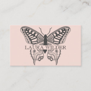 Gepersonaliseerde vlinderillustratie Blush Pink Visitekaartje